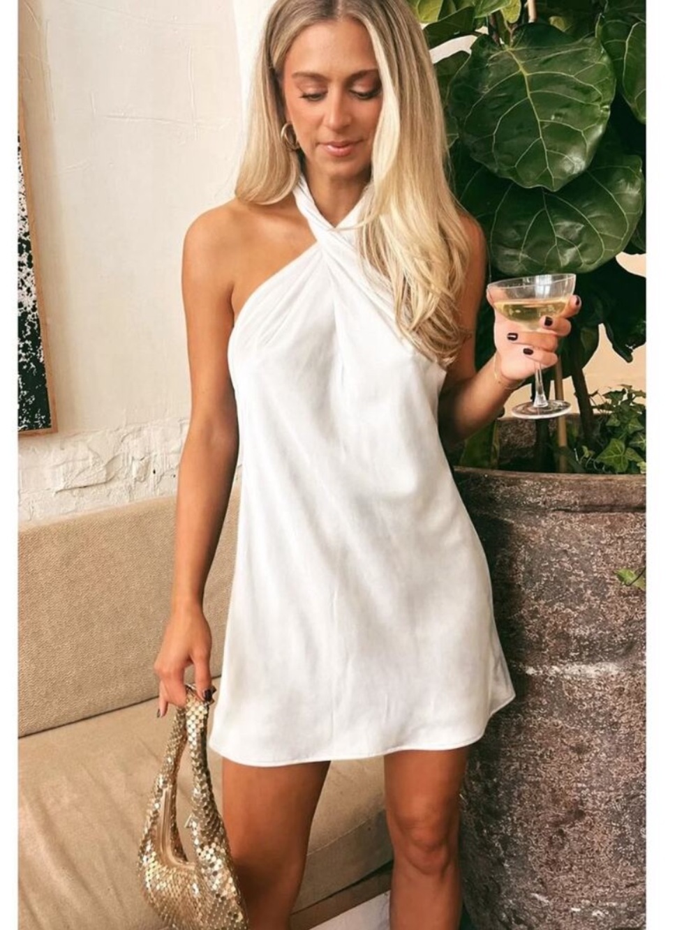 Show Me Your Mumu Jasmine Halter Dress Women’s Medium Ivory White Engagement B4